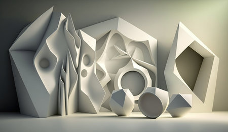 Scene with geometrical forms, Generative Aiの素材