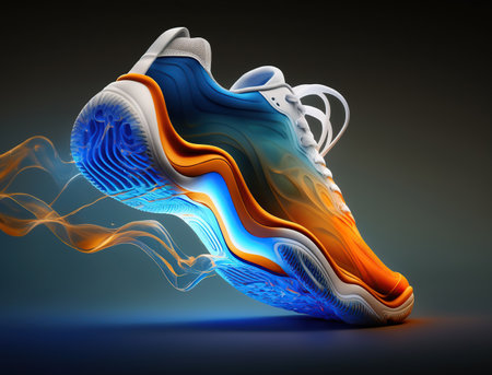 Basketball Futuristic concept, orange and blue, liquid form, Generative Aiの素材
