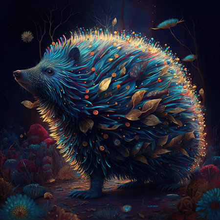 Nocturnal Wonders, Observing Porcupines in their Forest Habitat, generative aiの素材