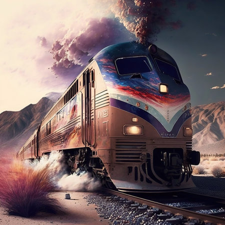 The Mesmerizing View of a Train Journeying Southward, generative aiの素材