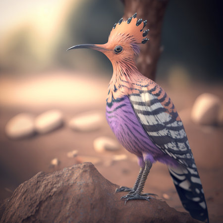 Purple Majesty, A Hoopoe Bird with a Beautiful Aura, generative aiの素材