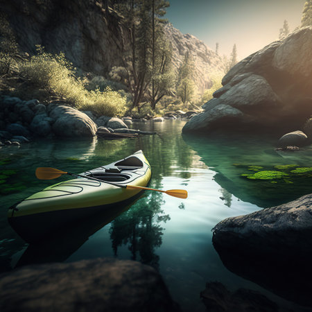 Paddle Your Way, Kayaking Down a River, generative aiの素材