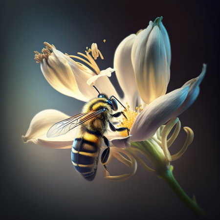 Beauty in the Details, A Honey Bee on a Flower, generative aiの素材