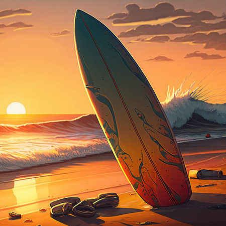 Sun, Sand, and Surfboards, A Beach Adventure, generative aiの素材