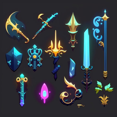 Game frame vector set, avatar UI fantasy RPG gold border, medieval ancient facecam menu, red green gem. Game frame ranking clipart, gameAssets, generative aiの素材