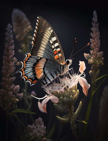 Fluttering Wings and Blossoming Beauty, A Butterfly's Haven, generative aiの素材