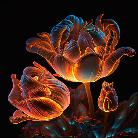 A Rainbow of Tulips, The Delightful Light Spectrum of a Beautiful Flower, generative aiの素材