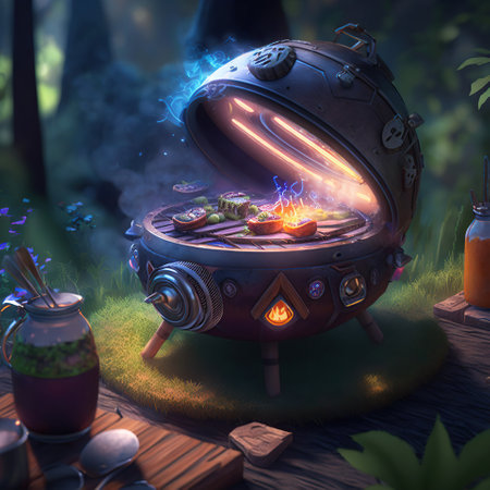 Fun Summer Activities for BBQ and Picnic Enthusiasts, cartoon art, generative aiの素材