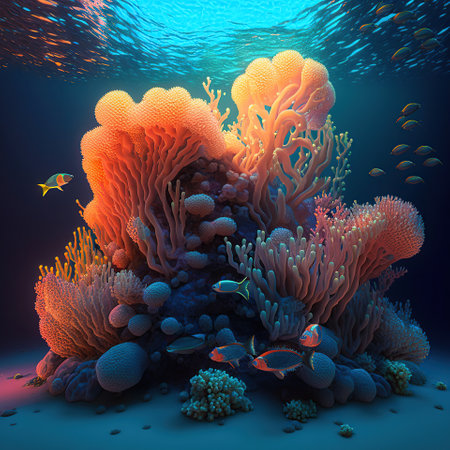 Diving into Paradise, A Breathtaking View of a Beautiful Tropical Coral Reef, generative aiの素材
