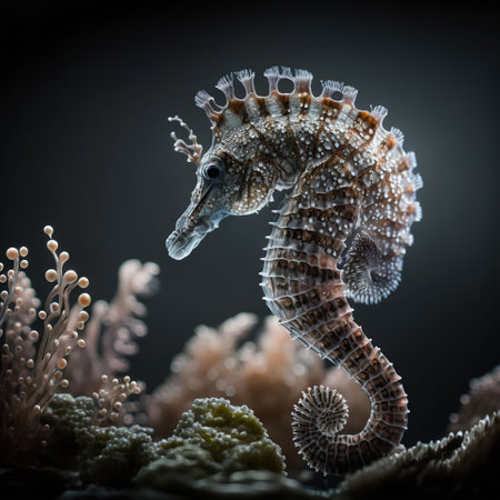 A Majestic Seahorse Swimming Through the Depths, generative aiの素材