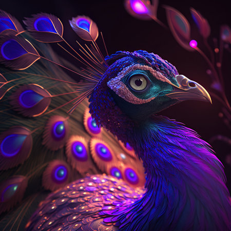The Divine and Colorful Peacock, generative aiの素材