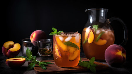Cool off this summer with this delicious and refreshing Peach-Lavender Black Iced Tea. This tea tastes great and is a big crowd pleaser, generative aiの素材
