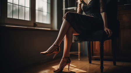 women legs and black heels, generative aiの素材