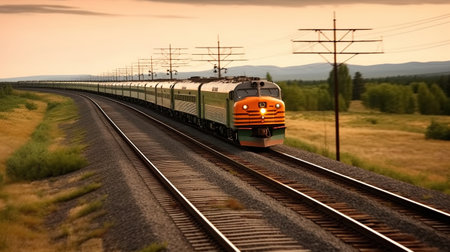 Train going across the country. Generative AIの素材