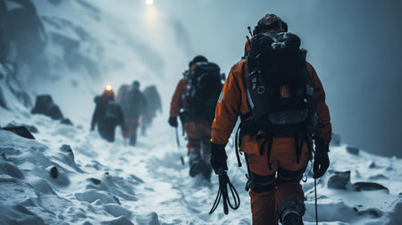 The Harrowing Search and Rescue Mission in in a blizzard. Generative AIの素材