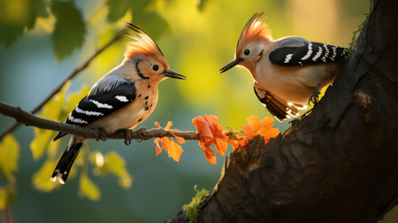 Eurasian Hoopoe Feeding Its Young with Tender Careの素材