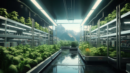 Sustainable Harvest, Discovering the Next Era of Farming in a Futuristic Greenhouse Environmentの素材