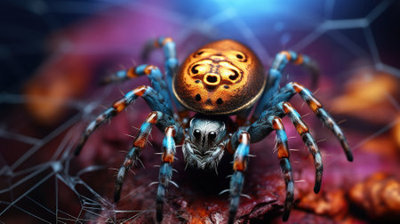 Spider in its Web, a Focal Point amidst a Mesmerizing Blur. Generative AIの素材