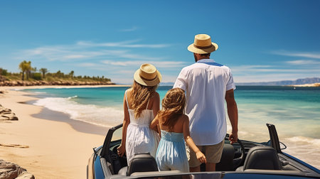 Sun, Sea, and Sweet Moments. Young Family's Beach Getaway. Generative AIの素材