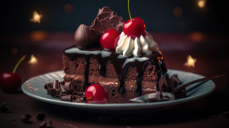 The Ultimate Chocolate Indulgence. Cake and Frosting in Perfect Harmony. Generative AIの素材