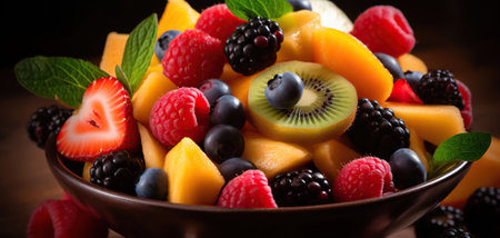Summer Refreshment. Dive into a Cool and Crisp Fresh Fruit Salad. Generative AIの素材
