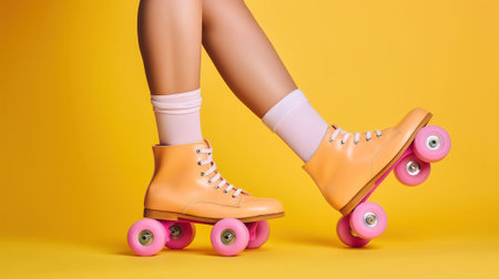 Roller Skates on a Bright and Playful Background. Generative AIの素材