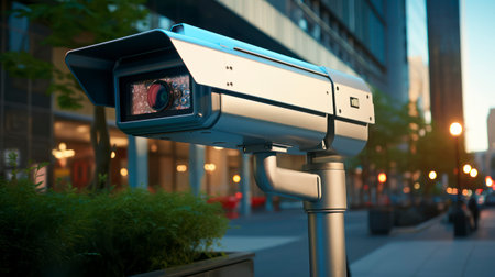 The Role of Surveillance Cameras in Public Square Safety. Surveillance Cameras as Sentinels of Safety. Generative AIの素材