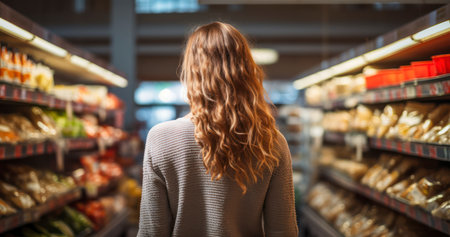 Shopping Elegance. One Woman's Quest for the Finest Groceries. Generative AIの素材