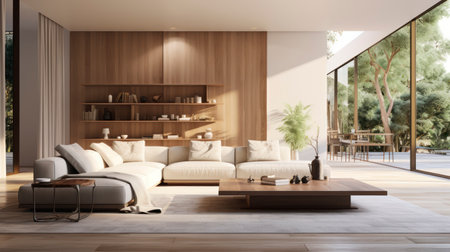 Streamlined Serenity - Crafting Tranquil Interiors with Minimalist Aesthetics. Generative AIの素材