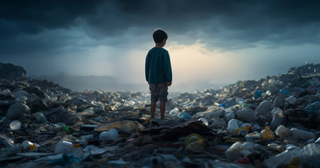 A Child's Gaze. Confronting the Reality of Plastic Waste. Generative AIの素材