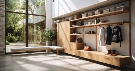 Elegance Meets Utility. Designing the Modern Mudroom. Generative AIの素材