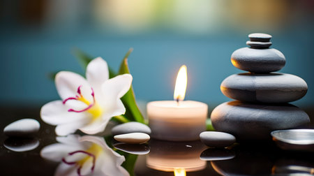 Peaceful Elegance - The Artful Composition of a Spa Still Life, Capturing the Essence of Tranquility. Generative AIの素材
