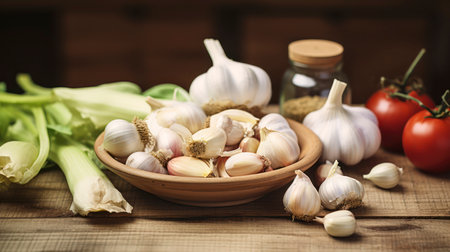 Garlic, the Time-Honored Elixir. Infusing Food with Flavor and Fighting Flu the Natural Way. Generative AIの素材