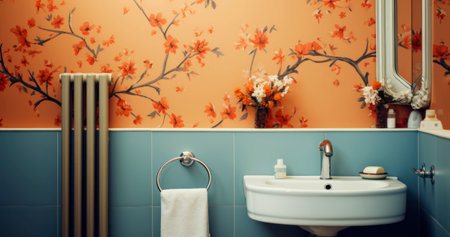 An Exquisite Detail of the Wall in a Modern Bathroomの素材