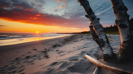 The Enchanting Sunset View on the Shores of the Baltic Seaの素材