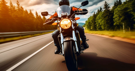 A Biker's Passionate Pursuit on a Scenic Motorcycle Routeの素材