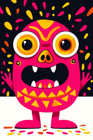 Bright and fun cartoon monster character with big eyes and a playful expression. Perfect for children's illustrations, animations, or creative designs.のイラスト素材