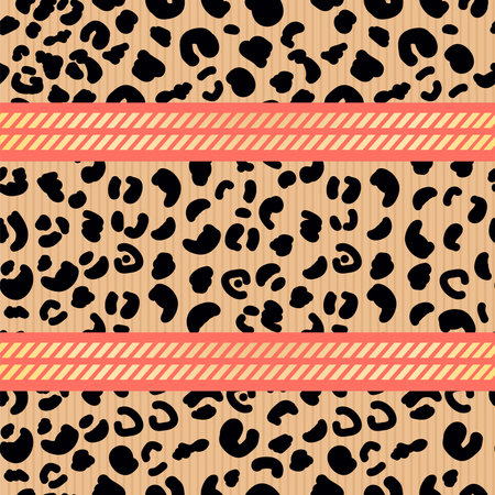 Abstract geometric seamless pattern with fashion animal print. Trendy gold elements. Vector illustration for textile, fabric; wrapping paper, background, packaging.のイラスト素材