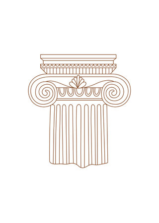Linear drawing ancient Greek column. Architect symbol ionic column. Vector art for design of posters, clothes, logo, invitations.のイラスト素材