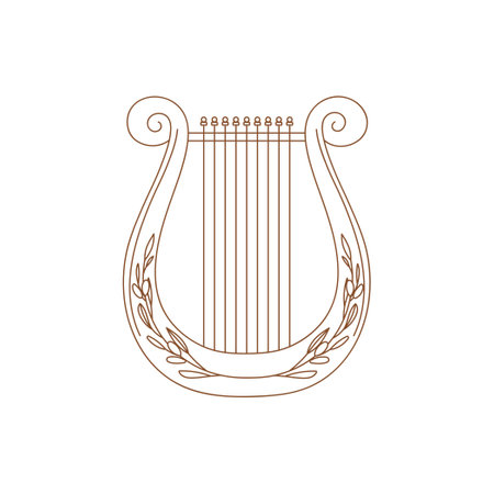 Ancient lyre icon. Harp hand drawn musical instrument. vector illustration.