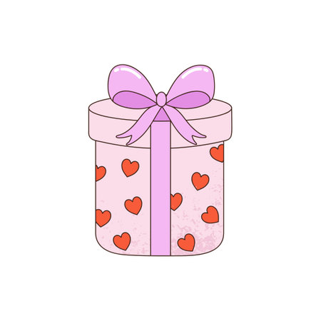 Happy Valentine's Day vintage greeting illustration with gift. Lovely vector illustration for holidays postcard, invitation, sticker etc.のイラスト素材