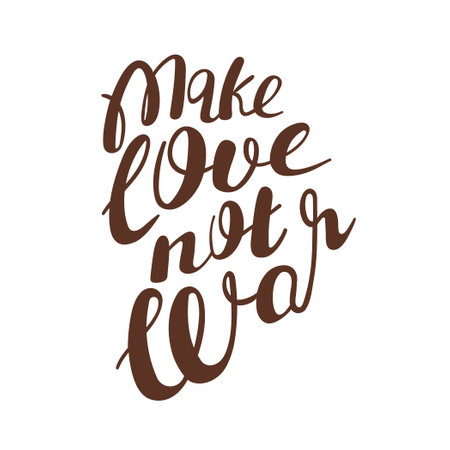 Typography phrase Make love not war. Motivation quote isolated on white background. Vector positive illustration for peace, hippy, pacifism concept.のイラスト素材