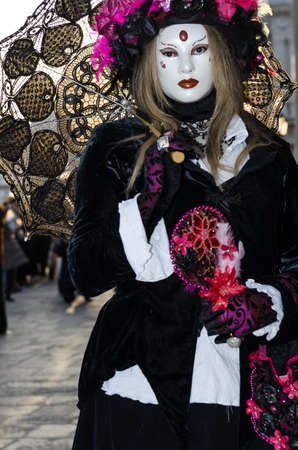 Masked person at the Venice Carnival 2013の写真素材