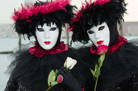 Costumed people at the Venice Carnival 2013の写真素材