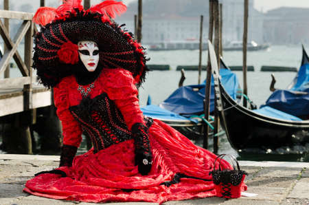 Costumed people at the Venice Carnival 2013の写真素材
