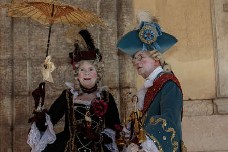 Costumed couple at the Venice Carnival 2014の写真素材