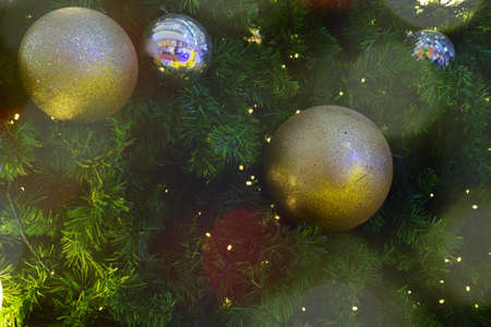 Christmas tree and lights theme wallpaperの写真素材