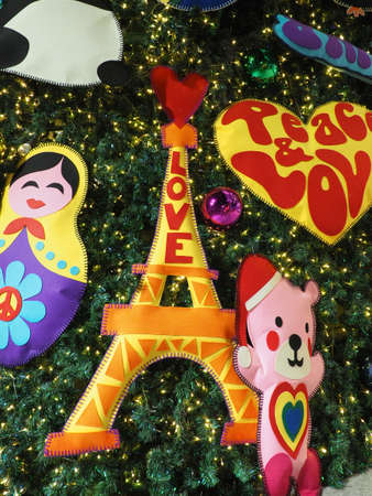 A photo of a Christmas tree held in a shopping mall.の写真素材