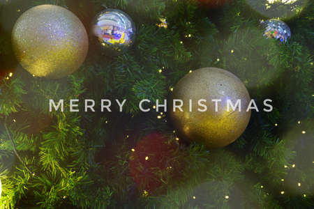 Christmas tree and lights theme wallpaperの写真素材
