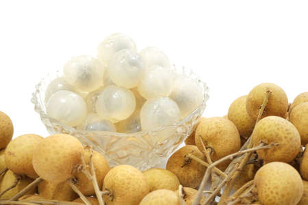 fresh longan on white background.